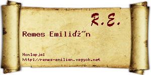 Remes Emilián névjegykártya